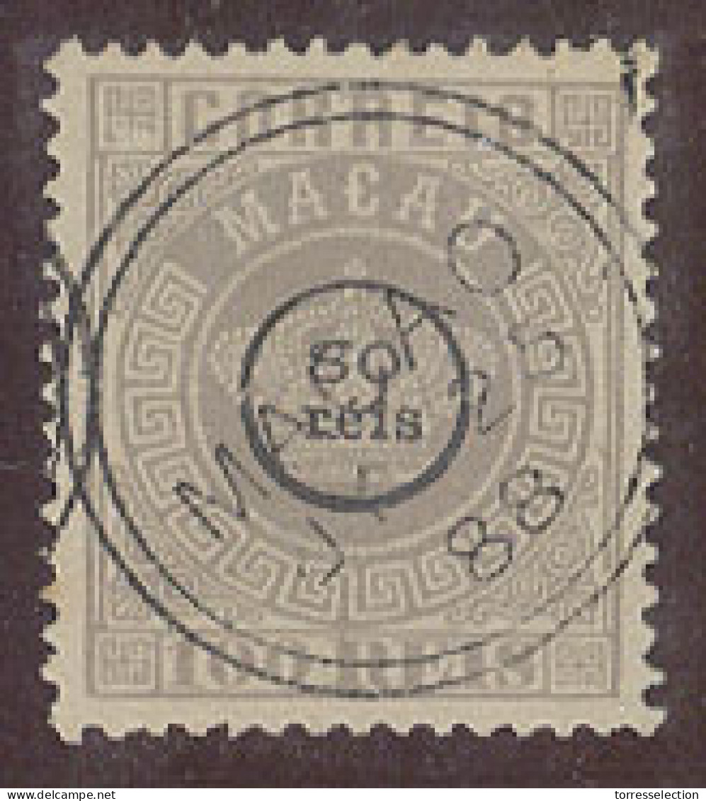 MACAU. 1884. Af 10º. 80r / 100r. Grey Perf 12 1/2 Cds. 25 Ja 88. Variety Accent Over "e" Of Reis Of Su Charge Several Pr - Autres & Non Classés