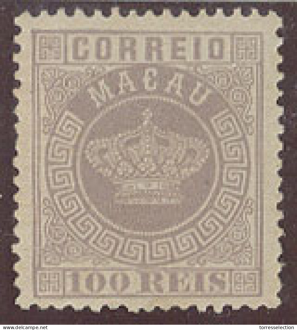 MACAU. 1884. Af 7 (x). 100rs Lilac - Grey, Perf 12 1/2 Well Centered. Fine Item. - Otros & Sin Clasificación