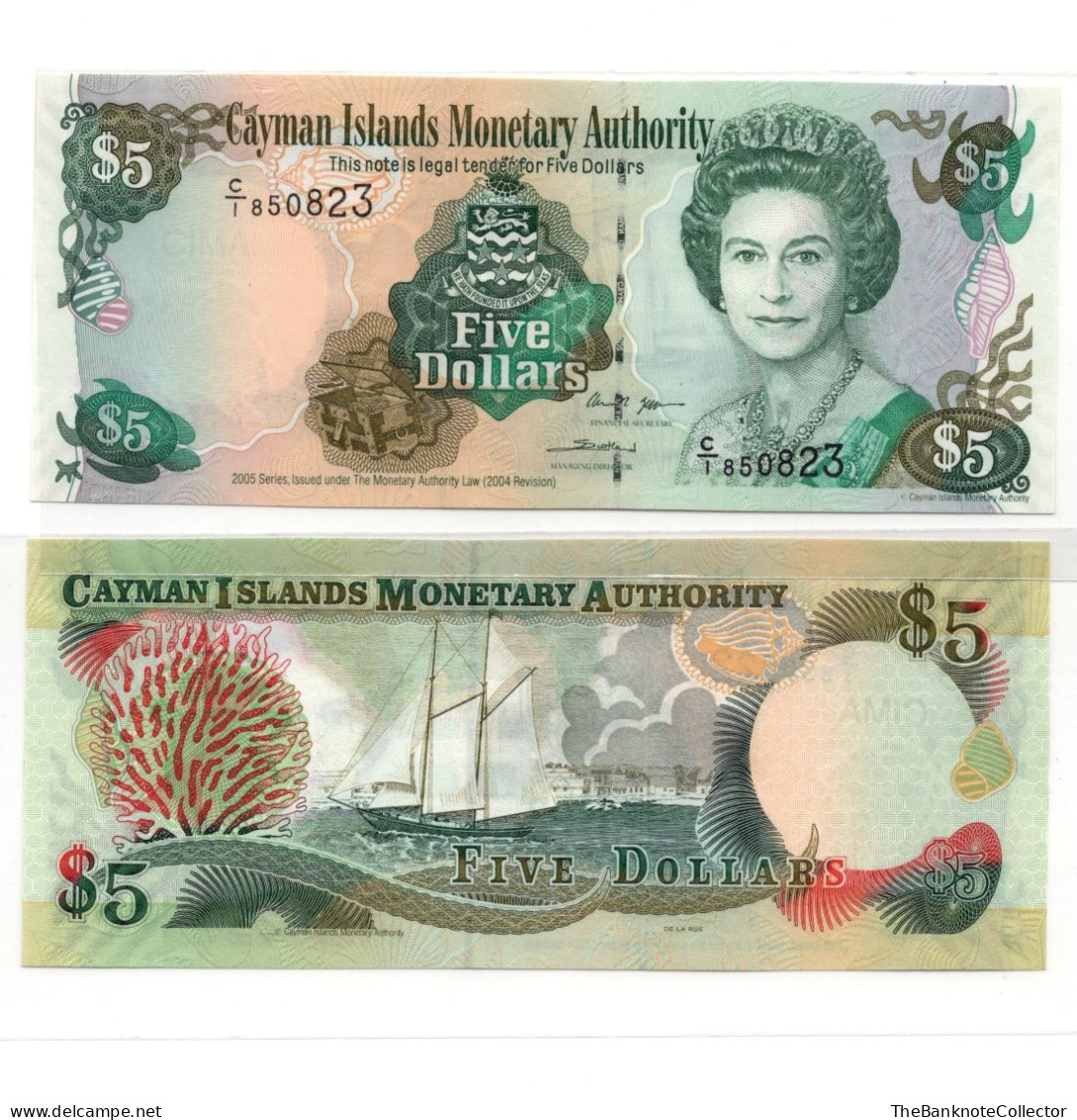 Cayman Islands 5 Dollars 2005 QEII P-34 UNC Prefix C/2 - Kaaimaneilanden