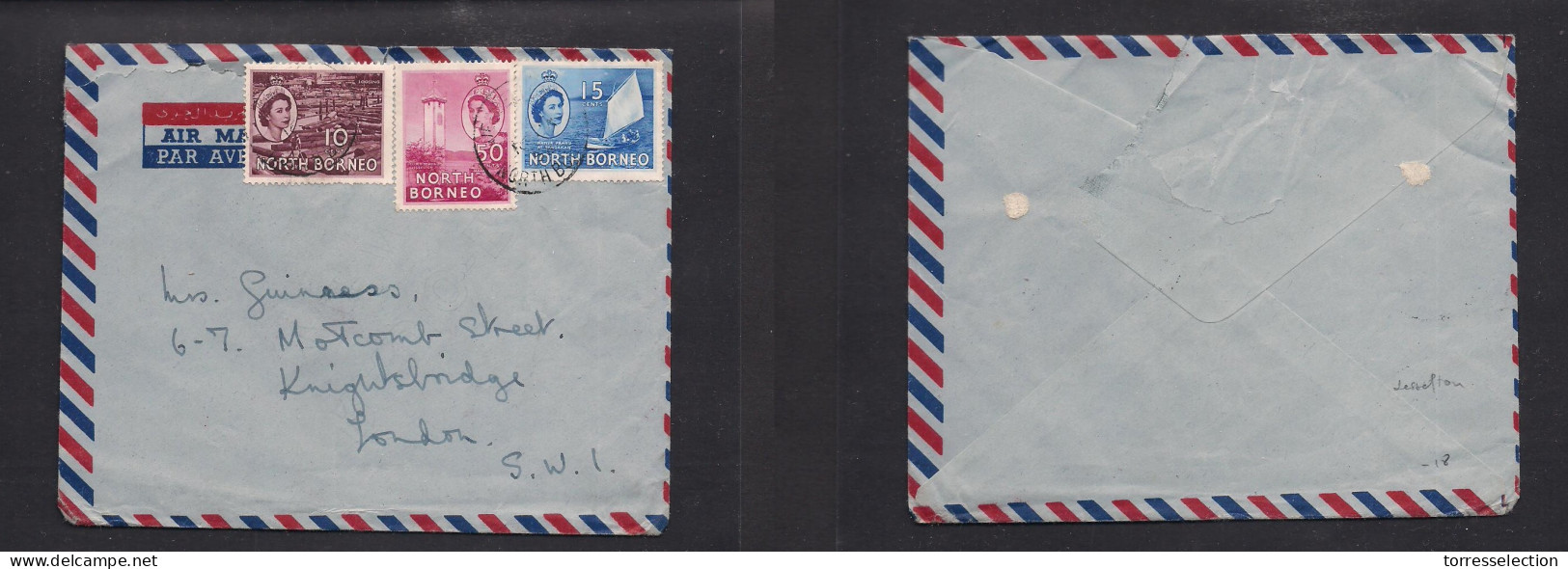 MALAYSIA. 1956. North Borneo, Jesselton - London, UK. Air Multifkd Env. - Malaysia (1964-...)