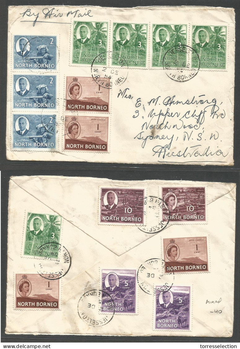 MALAYSIA. 1954 (2 Dec) North Borneo. Esselton - Australia, NSW, Norchwood. Multifkd Env. (front + Reverse) Mixed Kingdom - Malesia (1964-...)