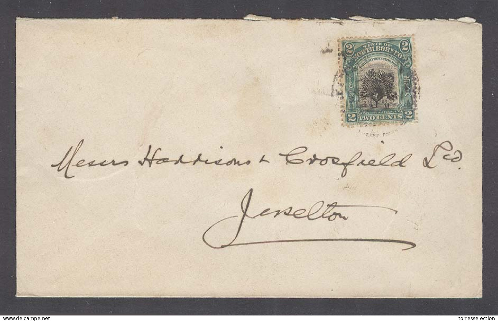 MALAYSIA. C.1937. North Borneo. Jesselton. Local Fkd Env 2c Fine. - Malesia (1964-...)