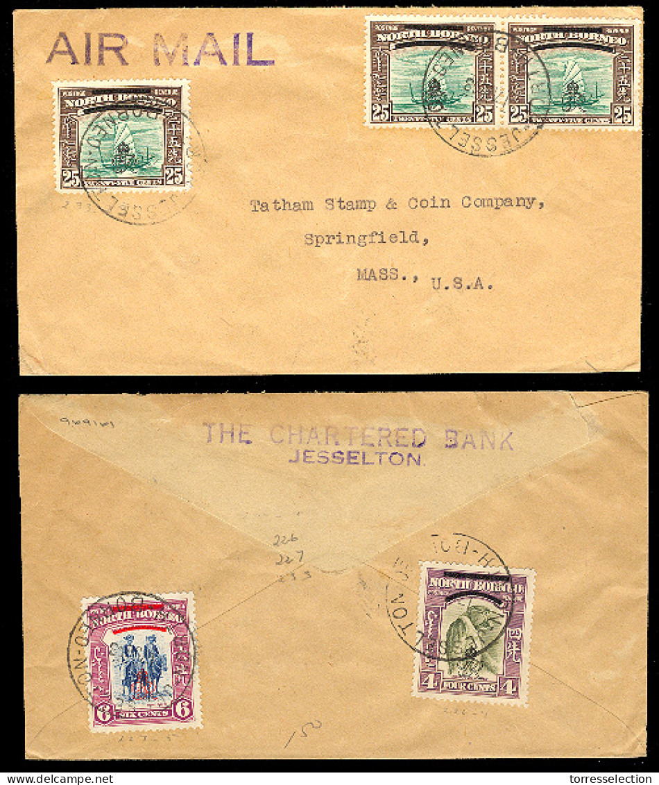 MALAYSIA. 1948. NORTH BORNEO. Jesselton - USA. Air Multifkd Env / "GR" Ovptd. - Malaysia (1964-...)