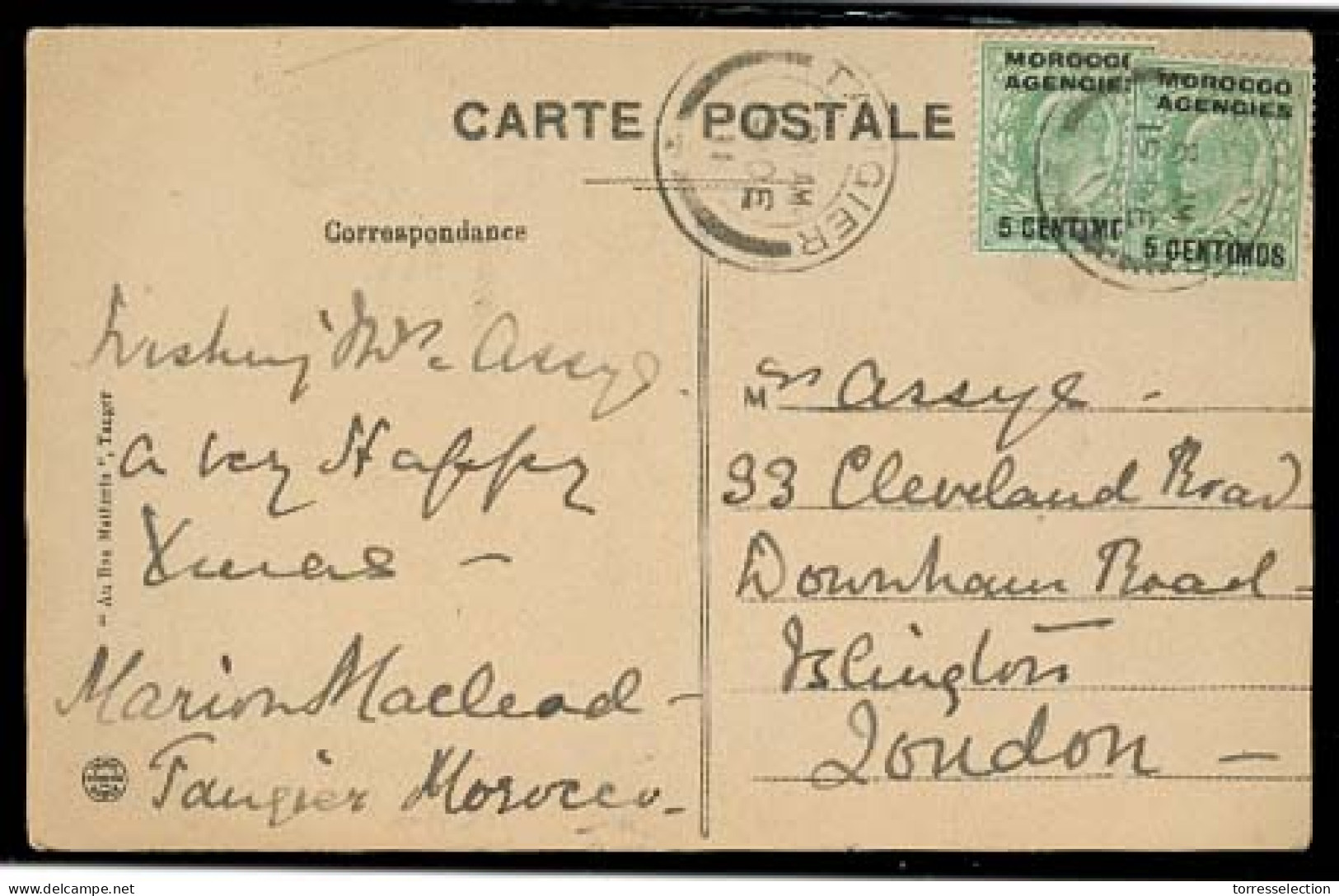 MARRUECOS - British. 1911 (Dec). Tangier - UK. Ovptd Fkd PPC. Fine. - Marruecos (1956-...)