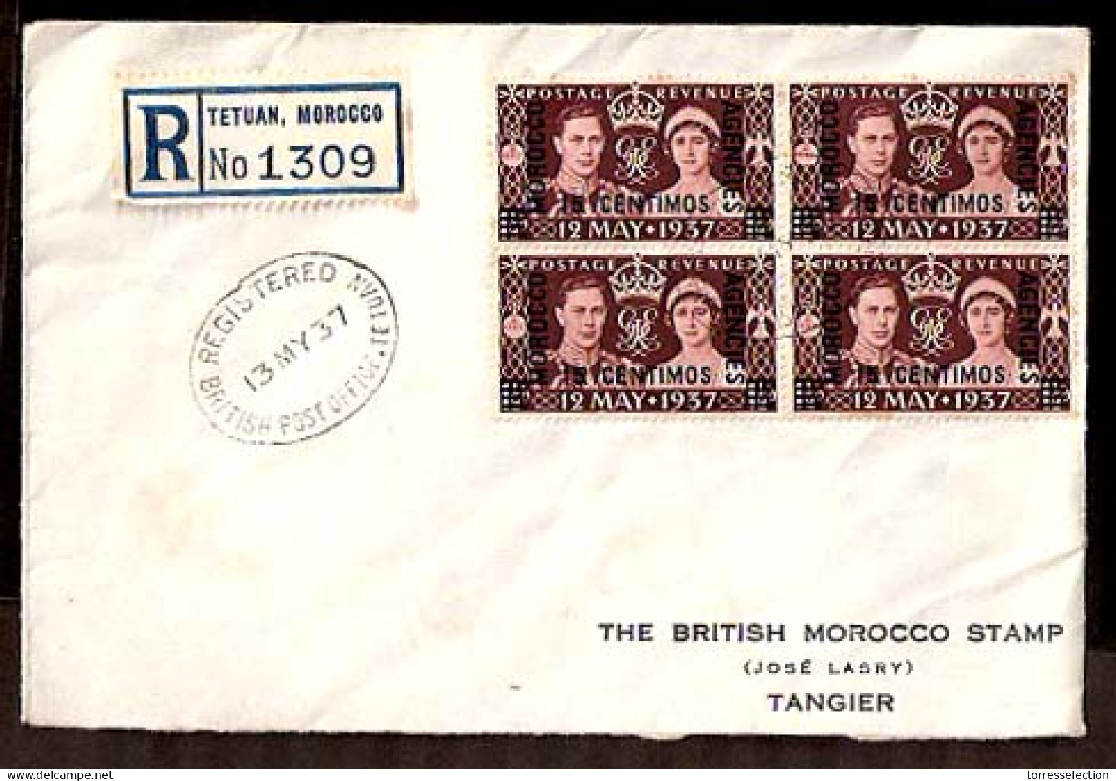 MARRUECOS - British. 1937. Tetuan - Tangier. BPO / Registr Env / Block Of 4. - Marruecos (1956-...)