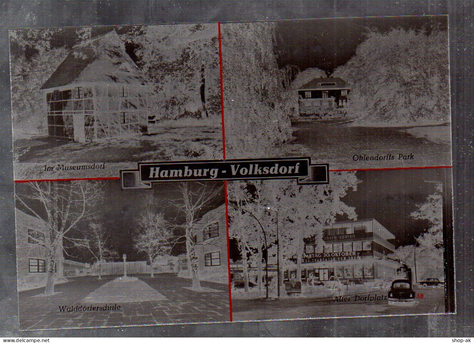 Neg3210/ Hamburg Volksdorf Alter Dorfplatz, Walddörfer Schule   60er Jahre - Wandsbek