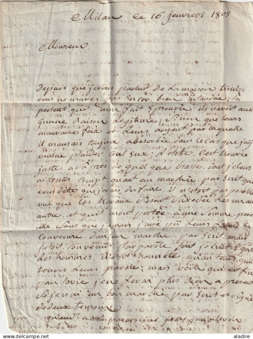 1805 - Lettre En Français De 3 P. Avec Illustration De MILANO Milan Italia Vers VENEZIA Venise - Département Conquis - 1792-1815: Départements Conquis