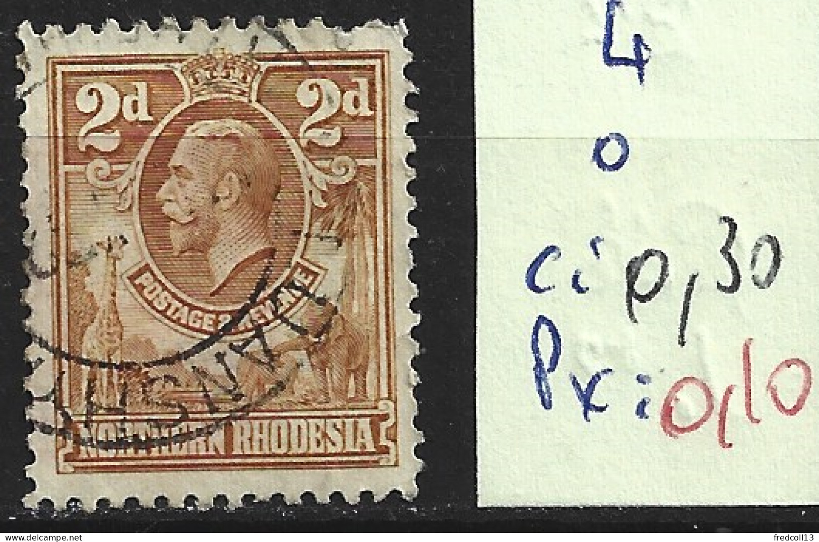 RHODESIE DU NORD 4 Oblitéré Côte 0.30 € - Rhodésie Du Nord (...-1963)