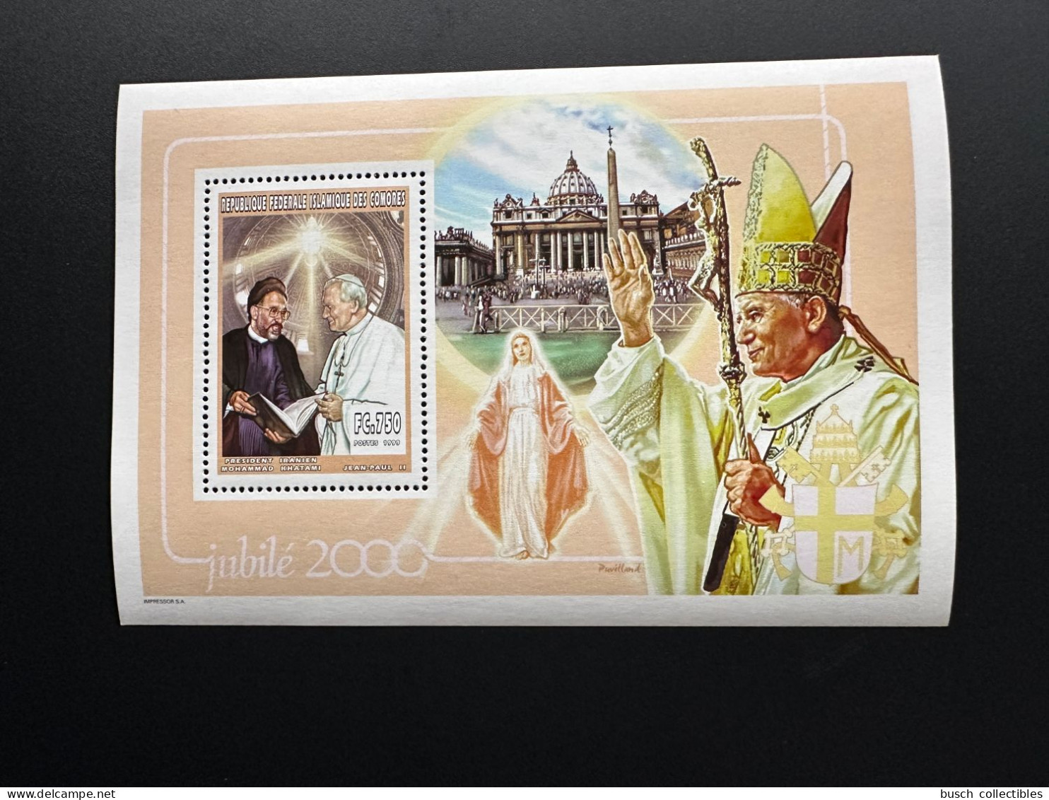 Comores Comoros Komoren 1999 YT 1123 Bloc De Luxe Pape Jean-Paul II Papst Johannes Paul Pope John Paul Iran Khatami - Päpste