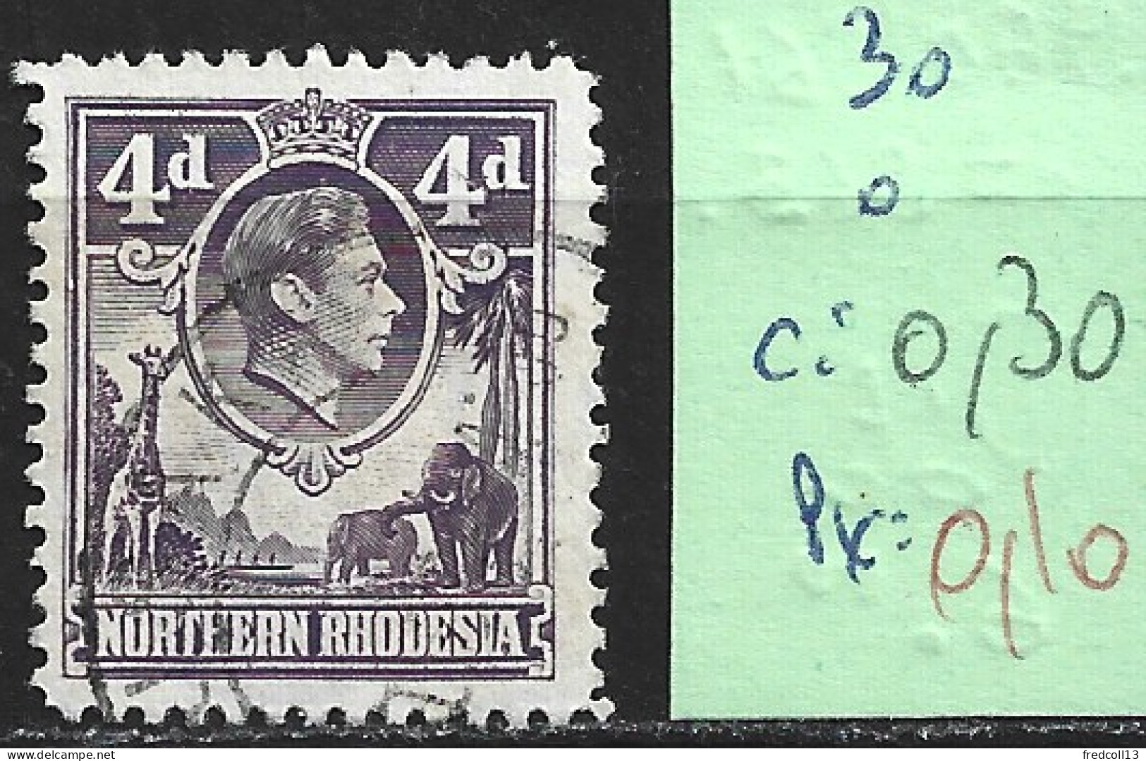 RHODESIE DU NORD 30 Oblitéré Côte 0.30 € - Nordrhodesien (...-1963)