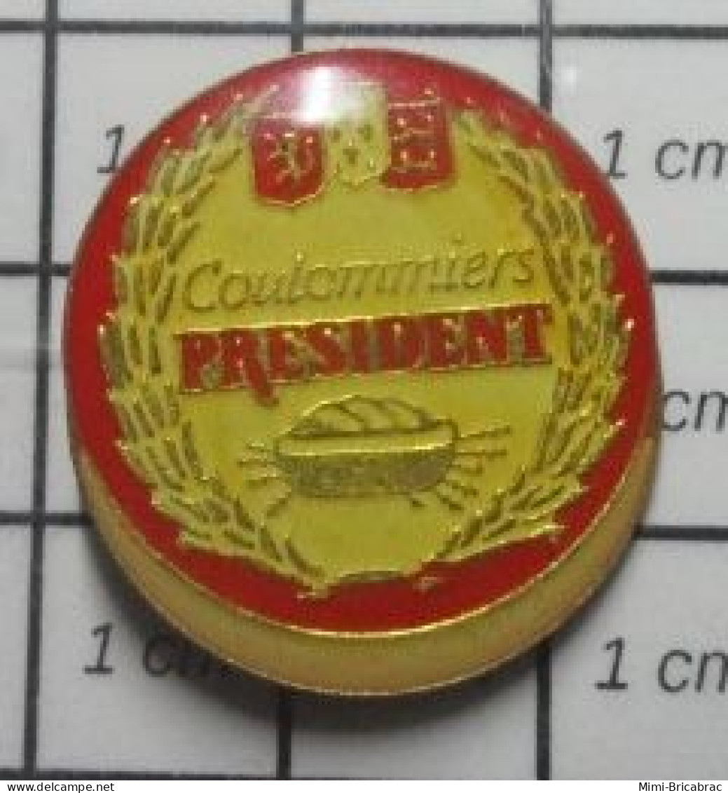 713j Pins Pin's / Rare & Belle Qualité / ALIMENTATION / FROMAGE COULOMMIERS PRESIDENT - Levensmiddelen
