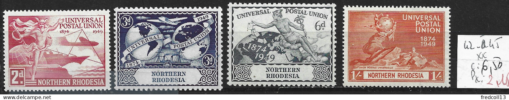 RHODESIE DU NORD 42 à 45 ** Côte 6.50 € - Northern Rhodesia (...-1963)