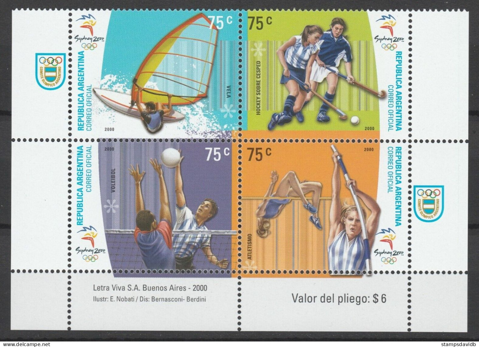 2000 Argentina 2601-2604VB 2000 Olympic Games In Sydney 10,00 € - Verano 2000: Sydney