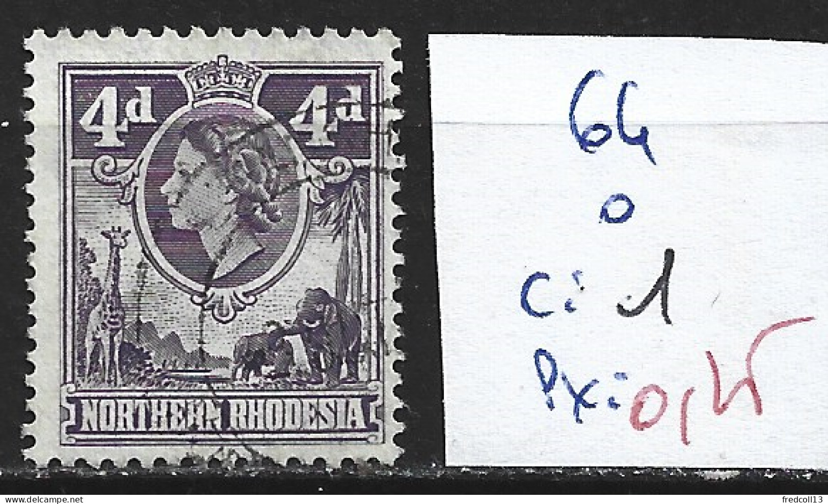 RHODESIE DU NORD 64 Oblitéré Côte 1 € - Nordrhodesien (...-1963)