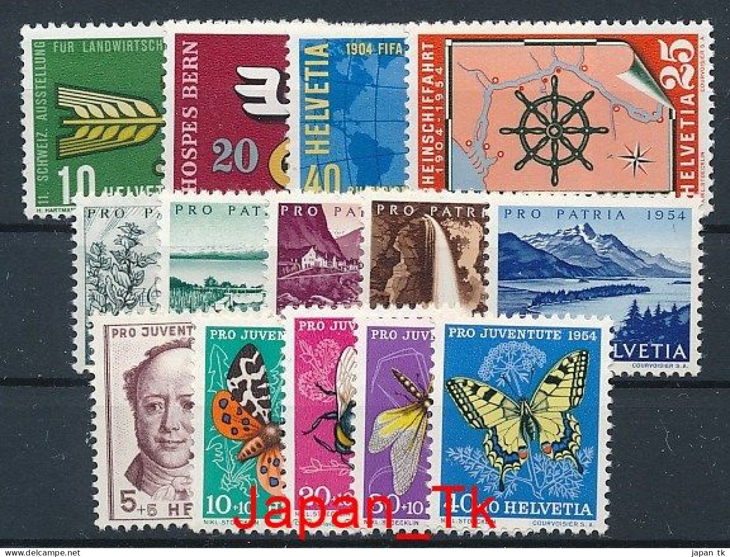 SCHWEIZ Mi. Nr. 593-606 Jahrgang 1954  - Siehe Scan - MNH - Unused Stamps