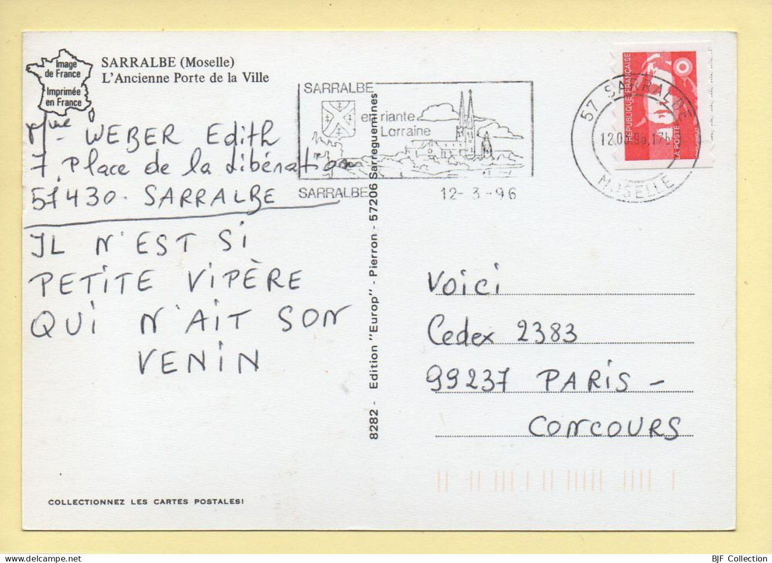 57. SARRALBE – L'Ancienne Porte De La Ville (voir Scan Recto/verso) - Sarralbe