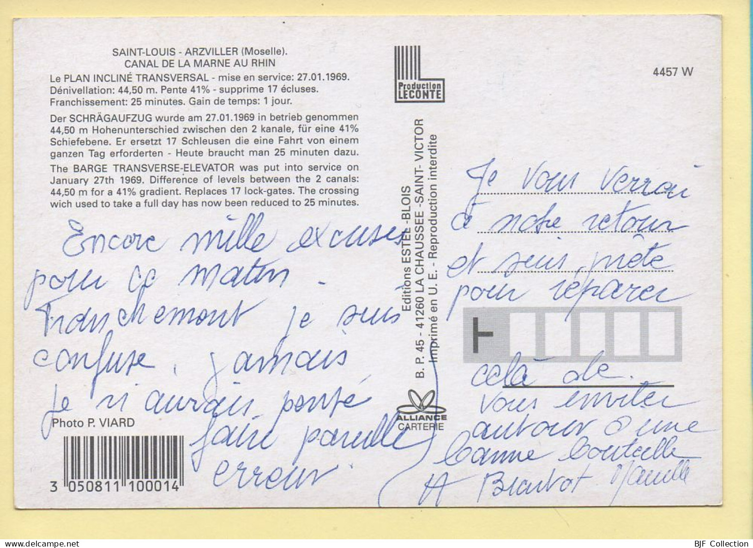 57. SAINT-LOUIS ARZVILLER – Le Plan Incliné Transversal / Canal De La Marne Au Rhin (voir Scan Recto/verso) - Arzviller