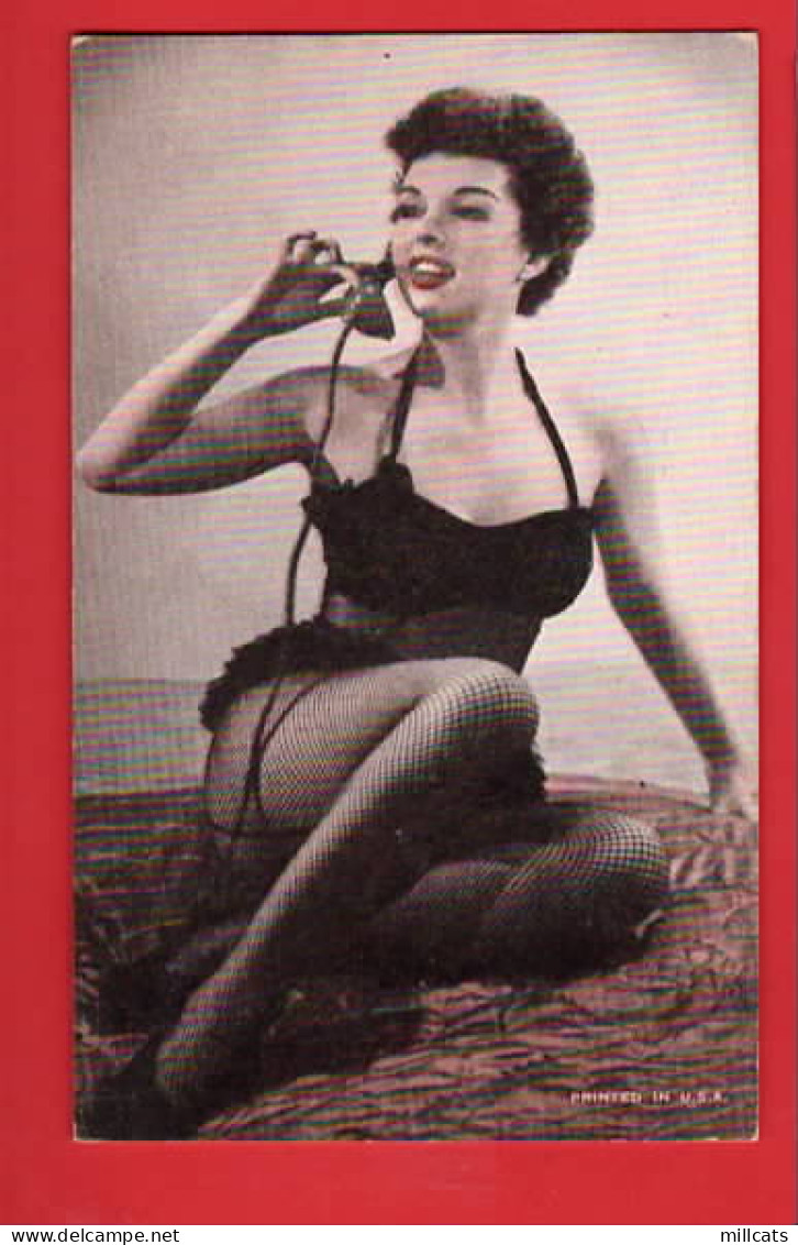 MUTOSCOPE PINUP  SHOW GIRL ON PHONE   BLACK UNDERWEAR  BLACK STOCKING SUSPENDERS  - Pin-Ups