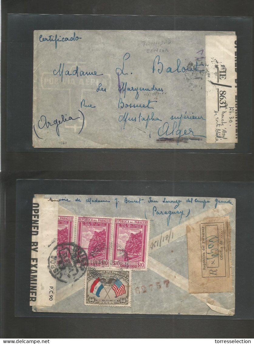 PARAGUAY. 1942 (Dec) Asuncion - Argelia, Alger. Registered Reverse Multifkd, British Trinidad IC Censored. Via Lisboa (1 - Paraguay