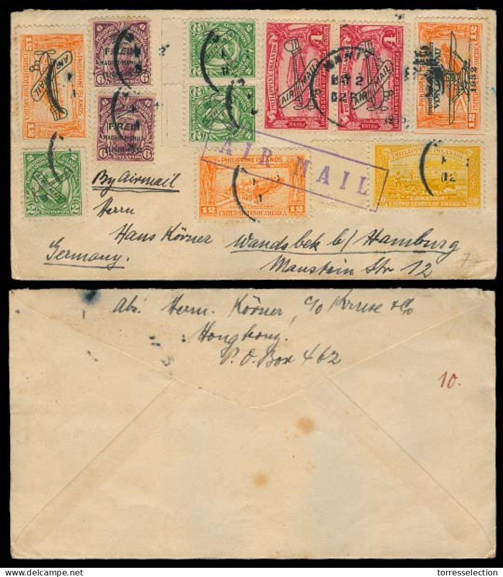 PHILIPPINES. 1936 (May 2). Manila - Germany. Airmail Multifkd Env Incl. F. Rein Madrid - Manila Stamps. - Philippines