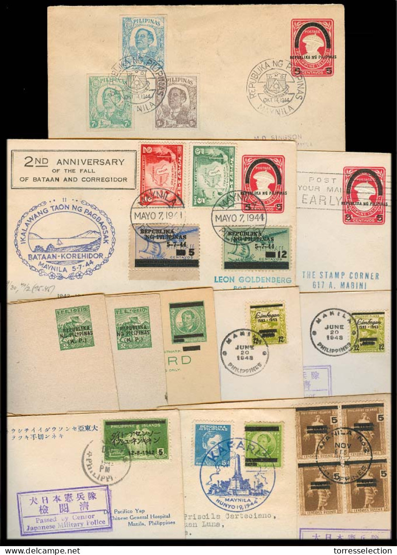 PHILIPPINES. 1942-4. Japan Ocup. Period. Selection Of 11 Items. 5 Are Circulated / Ovptd Stats. Good Lot. - Philippines