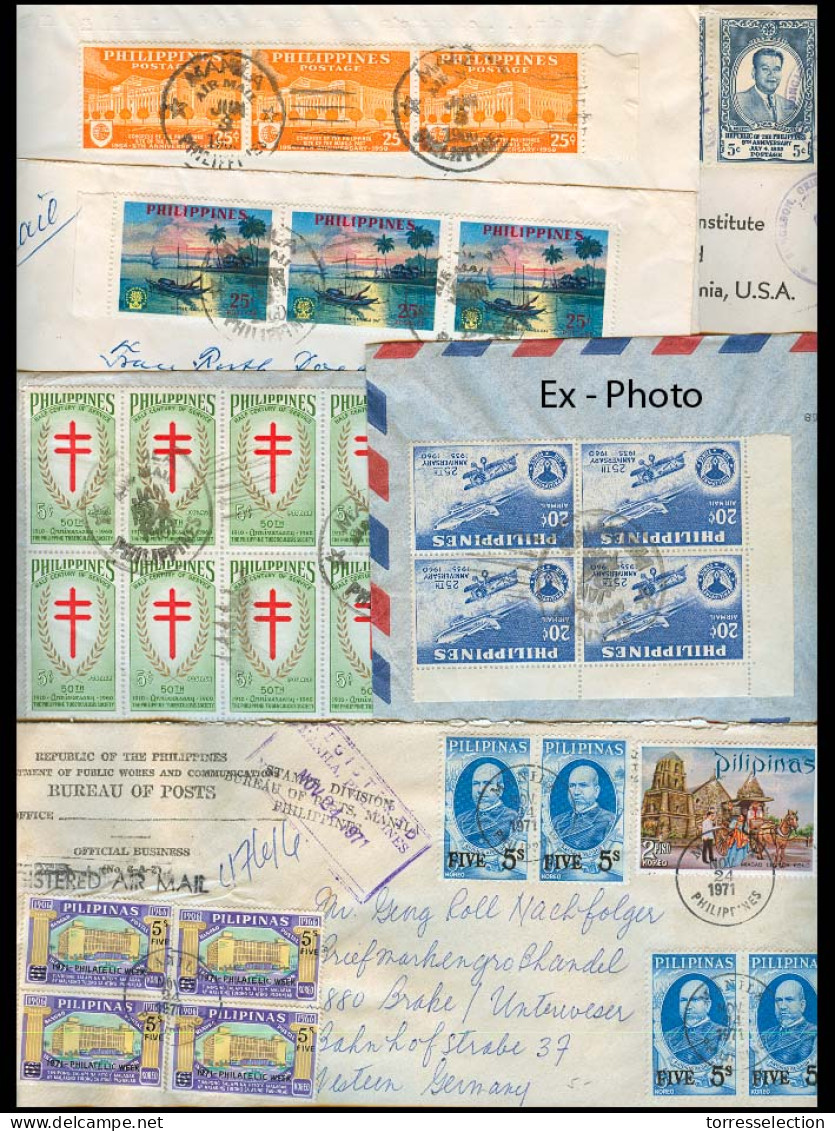 PHILIPPINES. 1947-77. Mostly Correspondance To West Germany + USA. Air Reg Multiple Fkg / Cachets / Labels / Machine / B - Philippines