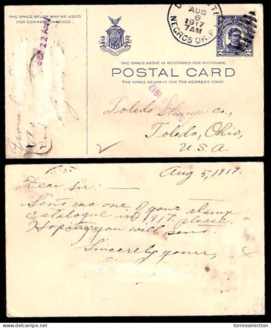 PHILIPPINES. 1917. Negros - USA. 2c Stat Card. - Philippinen
