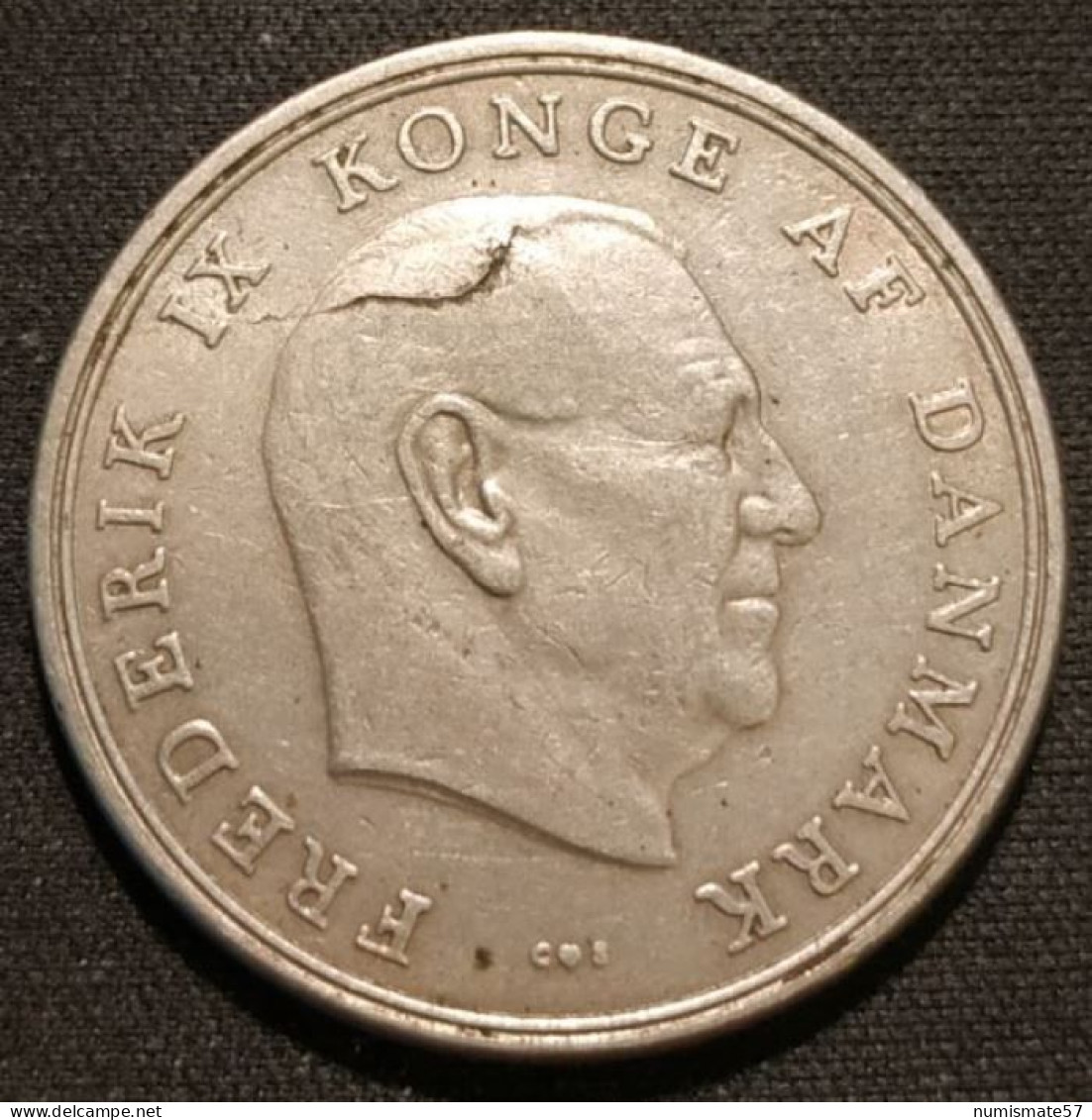 Error Strike - DANEMARK - DENMARK - 5 KRONER 1961 - Frederik IX - KM 853.1 - Coin Cassé - Danemark