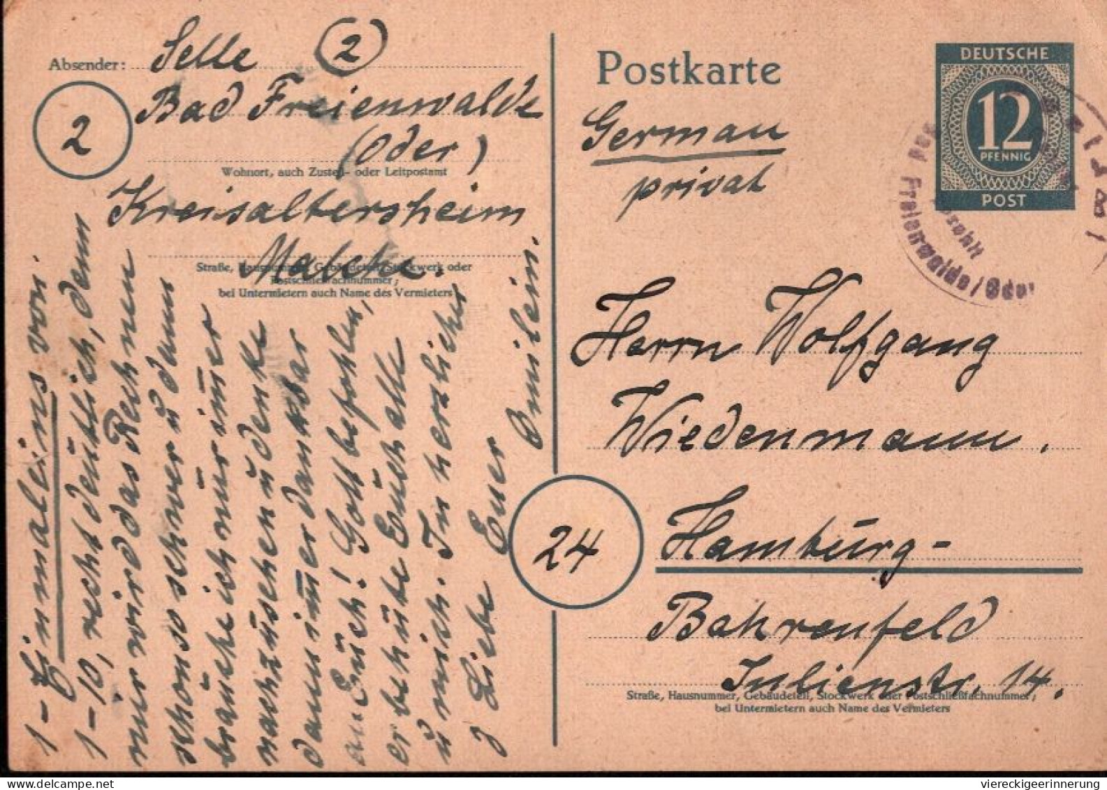 ! 1946 Ganzsache Aus Bad Freienwalde Mit Gebühr Bezahlt Stempel - Brieven En Documenten