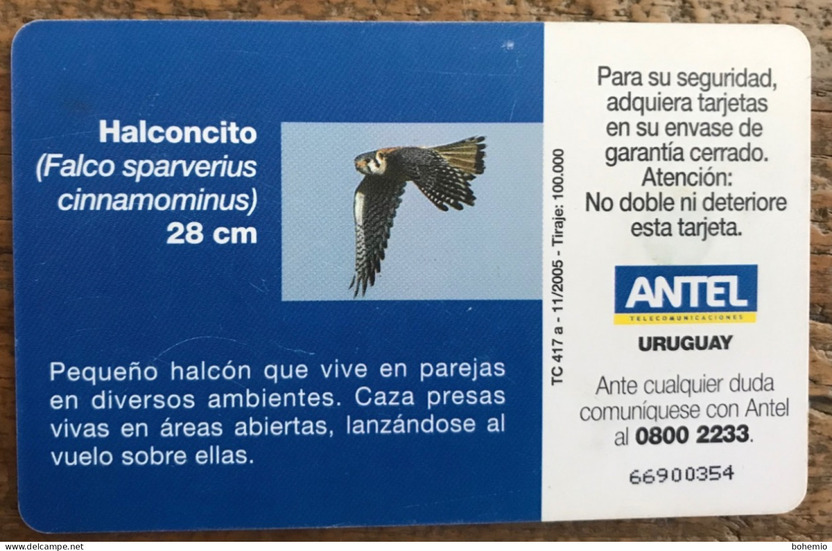 Uruguay TC417a Halconcito Chip Negro - Uruguay