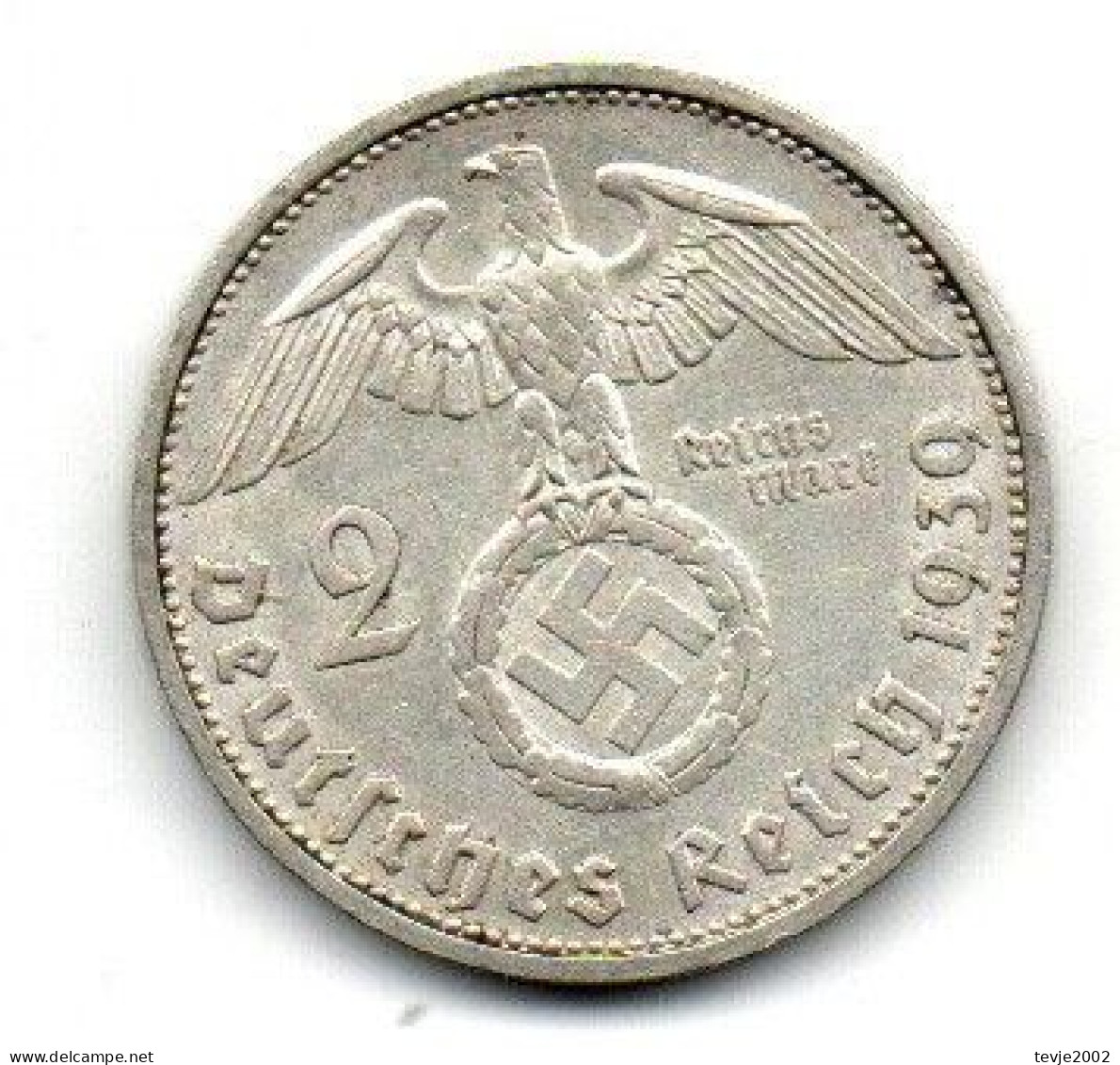 Deutsches Reich - 2 Mark - 1939 - F - Silber - Hindenburg - 2 Reichsmark