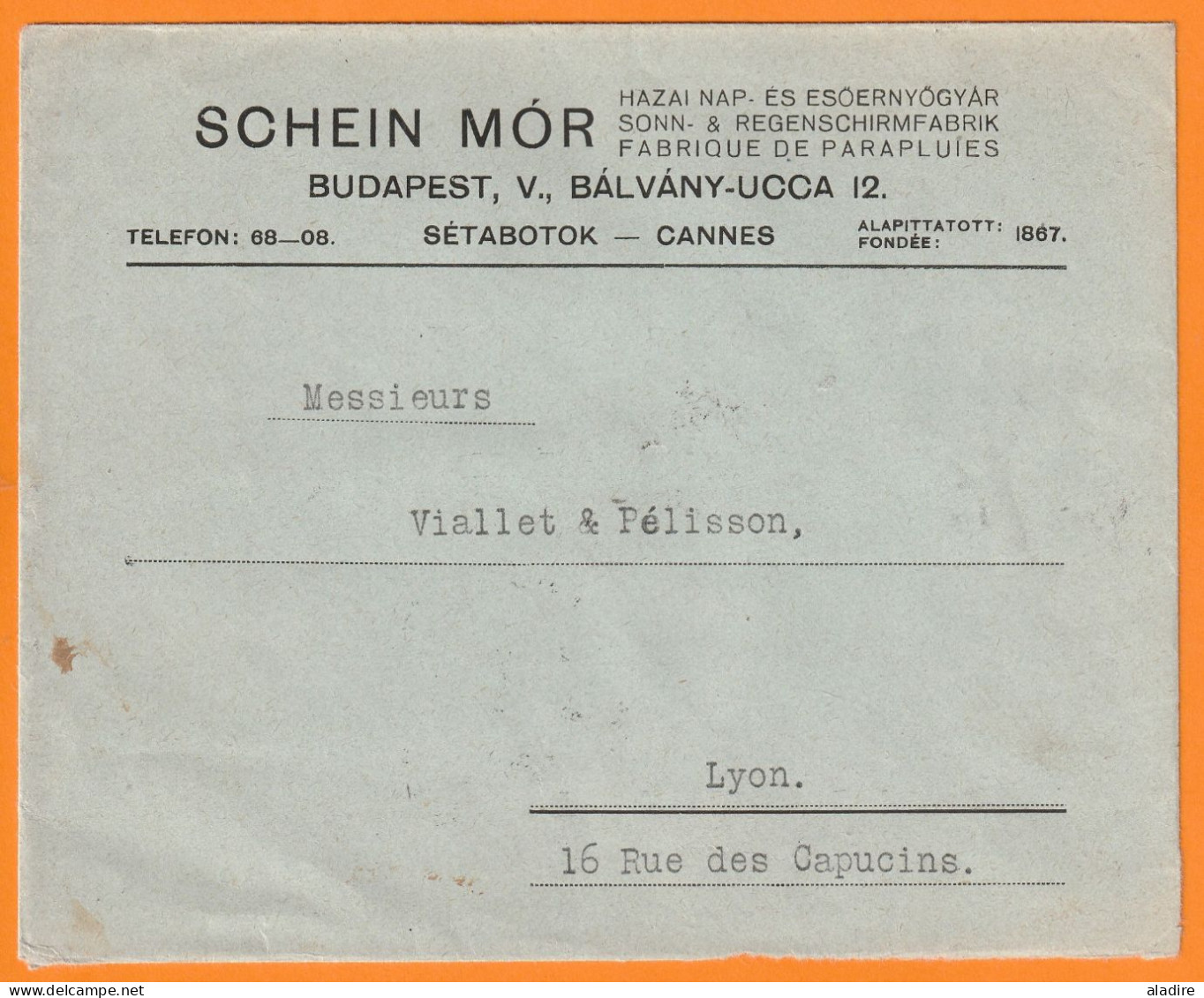 1926 - Enveloppe De Budapest, Hongrie Vers Lyon, France - Flamme Daguin - Rare : Foire Internationale - Bloc 5 Timbres - Poststempel (Marcophilie)