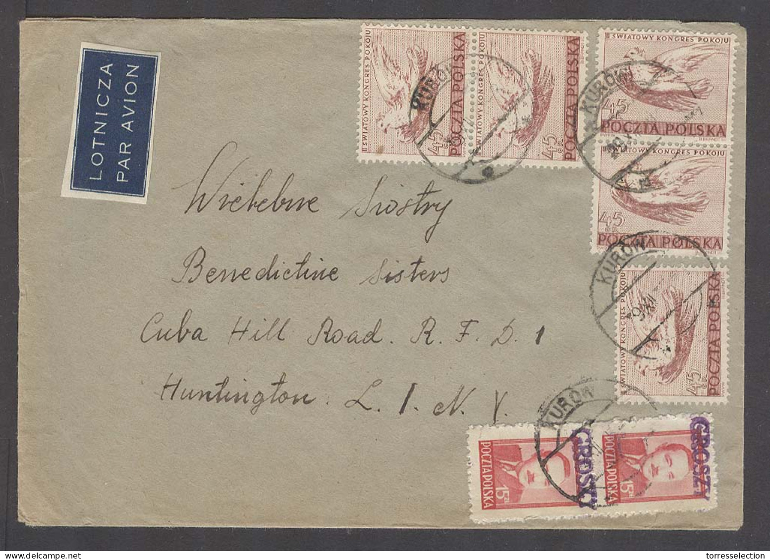 POLAND. 1951 (2 Dec). Groszy. Kurow - USA / Huntington. Air Multifkd Env Diff With And Without Ovptd Issues. Fine. - Altri & Non Classificati