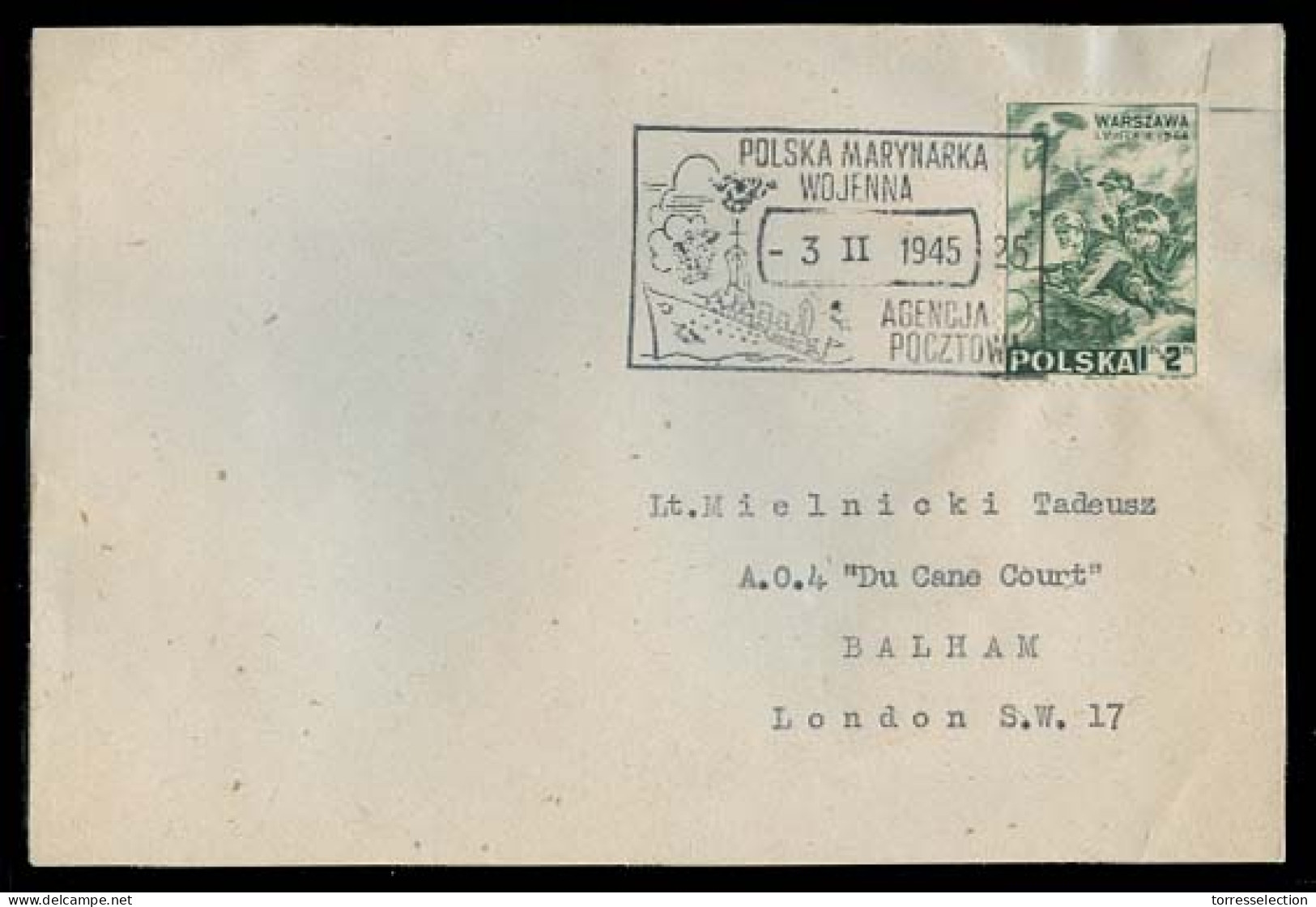 POLAND. 1945 (3 Feb). Local London Usage. British Polish Legion. Slogan Cancel. - Altri & Non Classificati