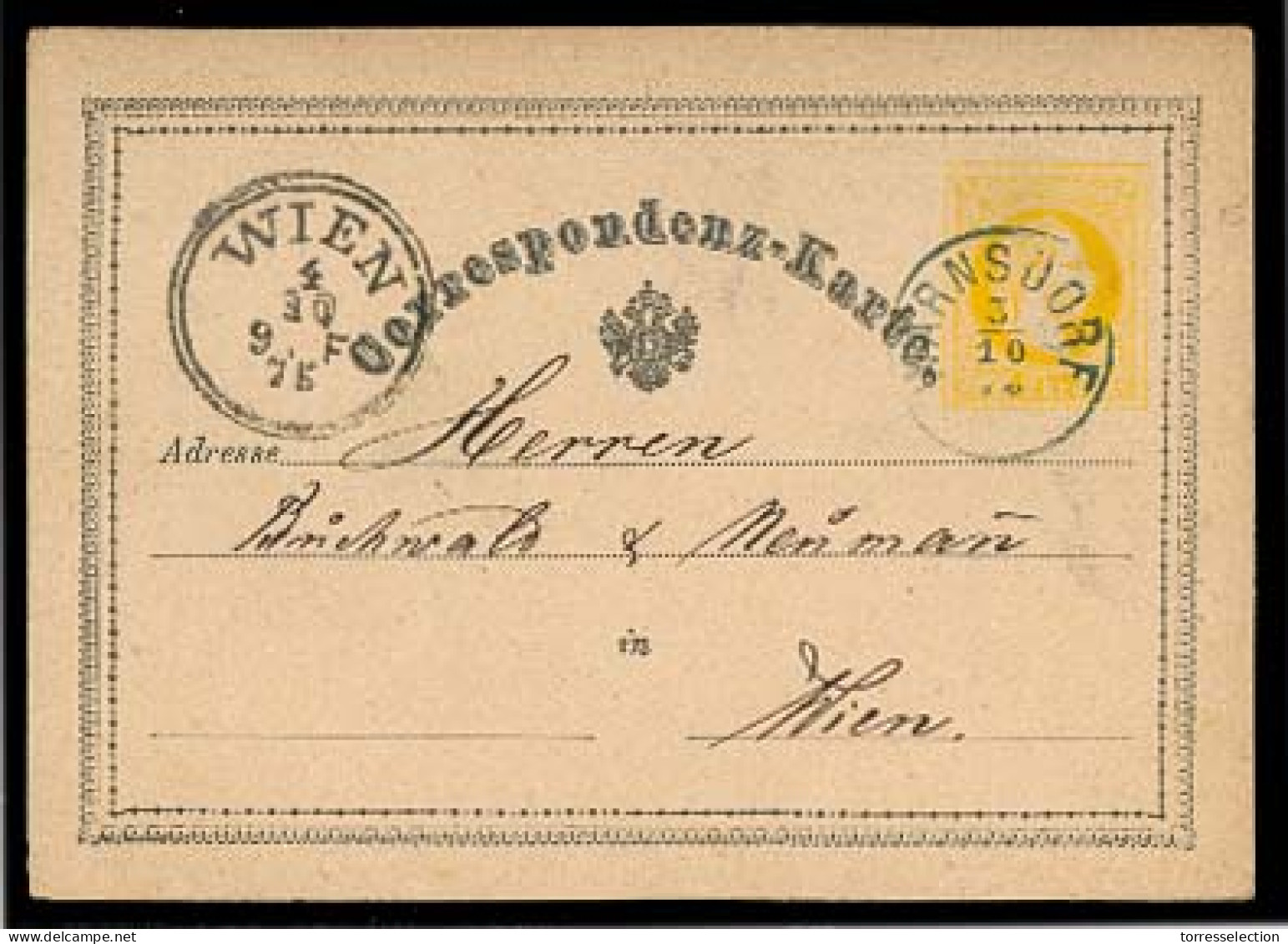 POLAND. 1875. Warnsdorf / Varnsdoof - Wien. 1st Issue Austria Stat Card / Cds. Fine. - Altri & Non Classificati