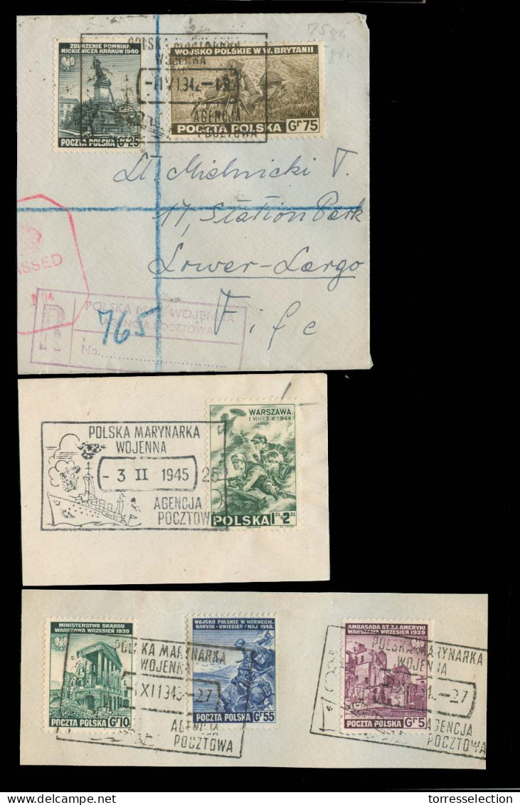 POLAND. 1942-4. British Legion. 3 Fragments Circulated Polish Legion Stamps. - Altri & Non Classificati