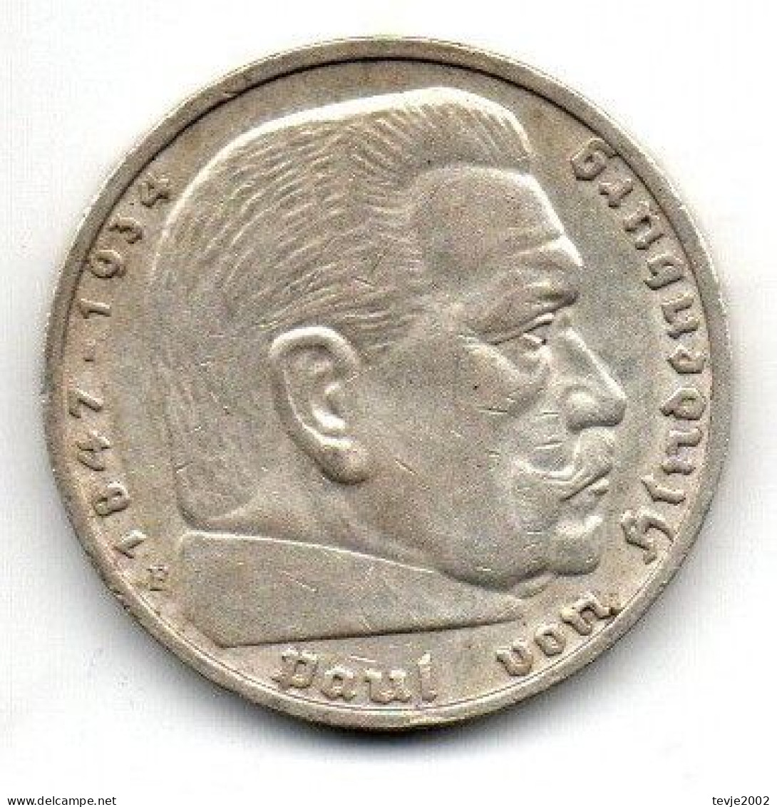 Deutsches Reich - 5 Mark - 1937 - F - Silber - Hindenburg - 5 Reichsmark