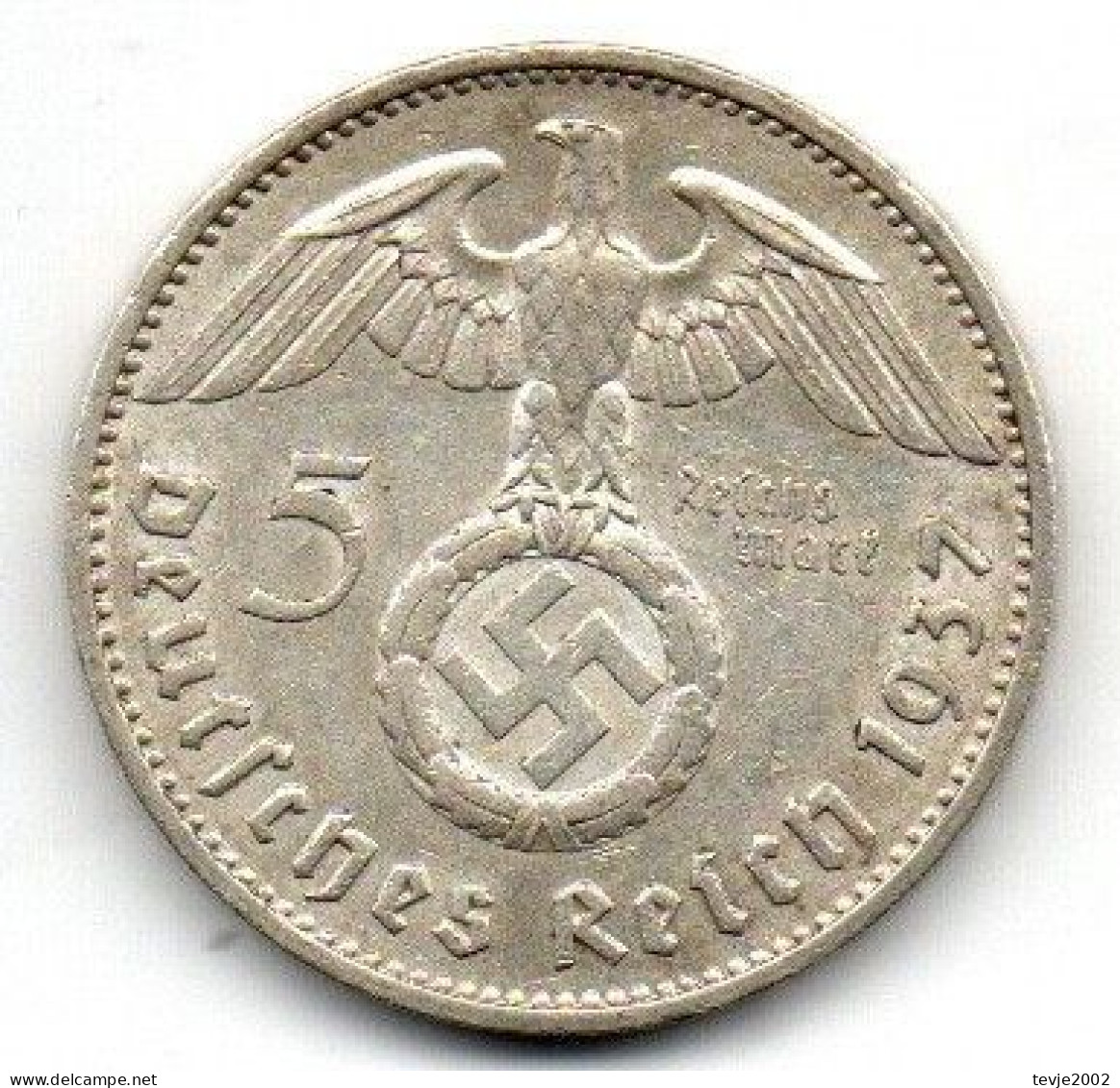 Deutsches Reich - 5 Mark - 1937 - F - Silber - Hindenburg - 5 Reichsmark