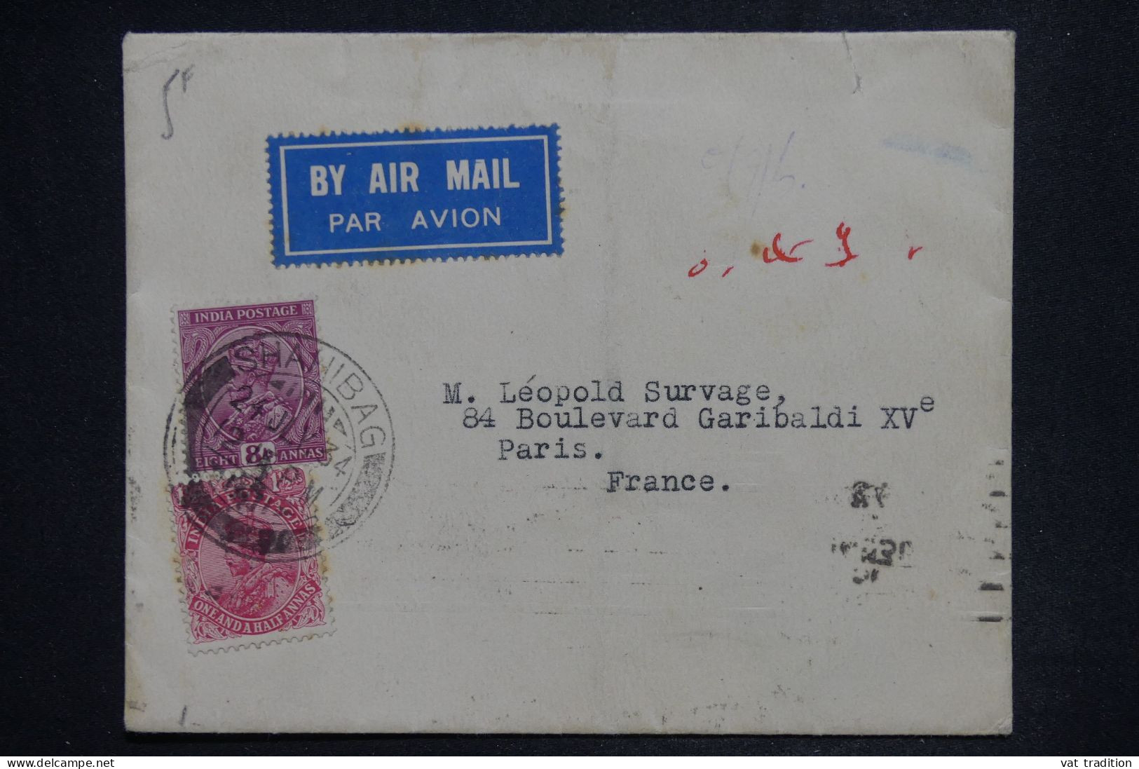 INDES ANGLAISES - Enveloppe De Shahibag Pour La France En 1934 - Défauts Au Verso - L 150712 - 1911-35  George V