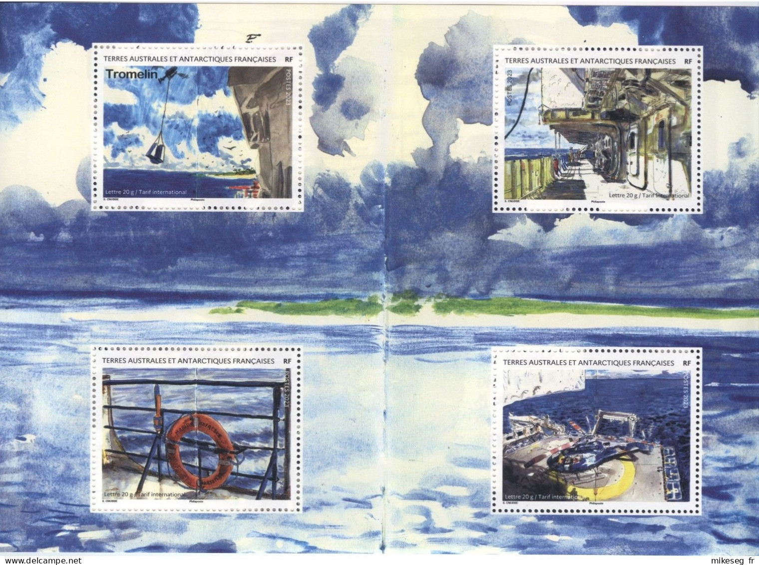 TAAF 2023 - Carnet De Voyage à Bord Du Marion Dufresne Par Sylvain Cnudde ** 20 Timbres + Illustrations - Boekjes