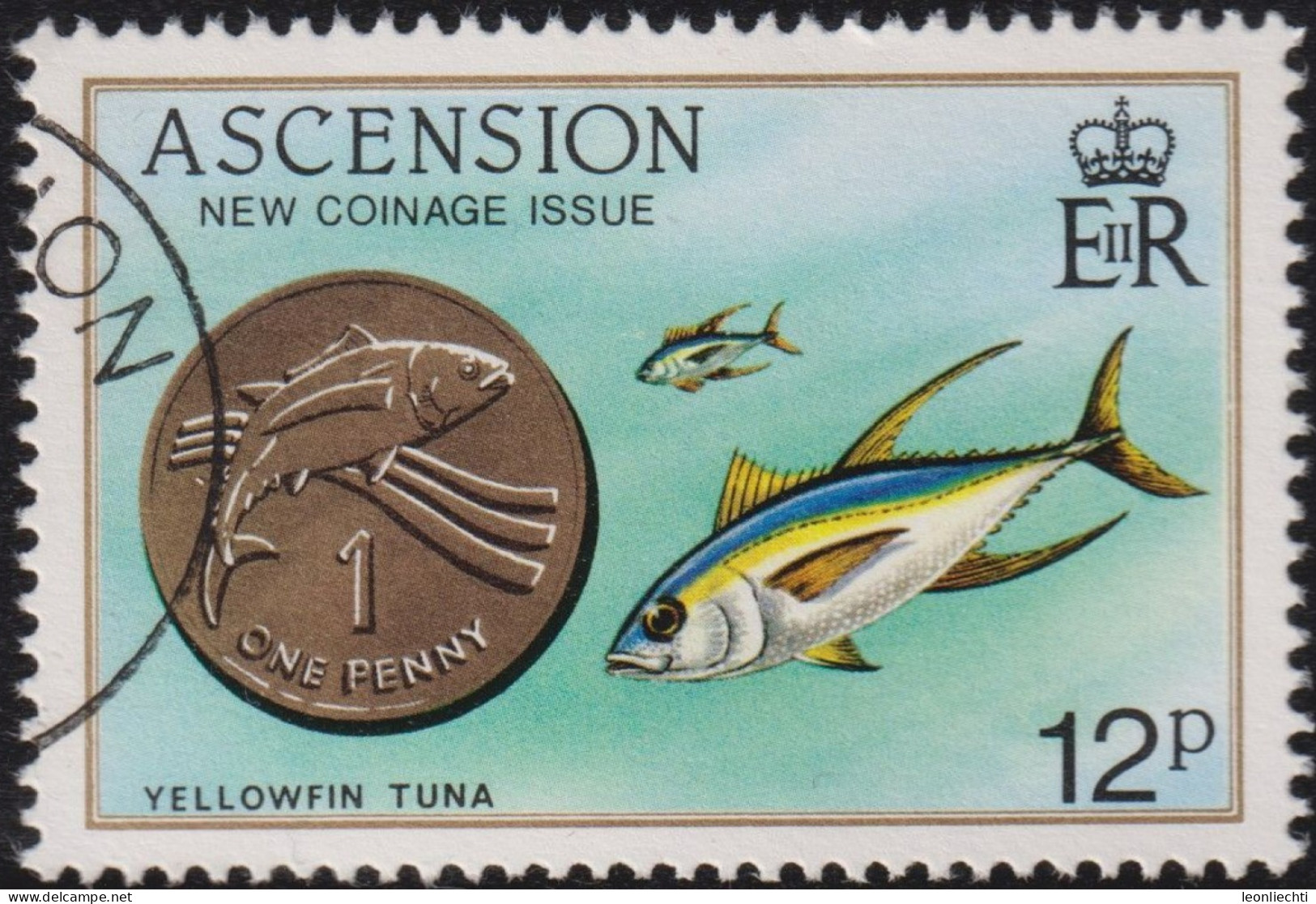 1984 Ascension ° Mi:AC 364, Sn:AC 355, Yt:AC 361, Sg:AC 363, One Penny,Yellowfin Tuna (Thunnus Albaceres) - Ascension