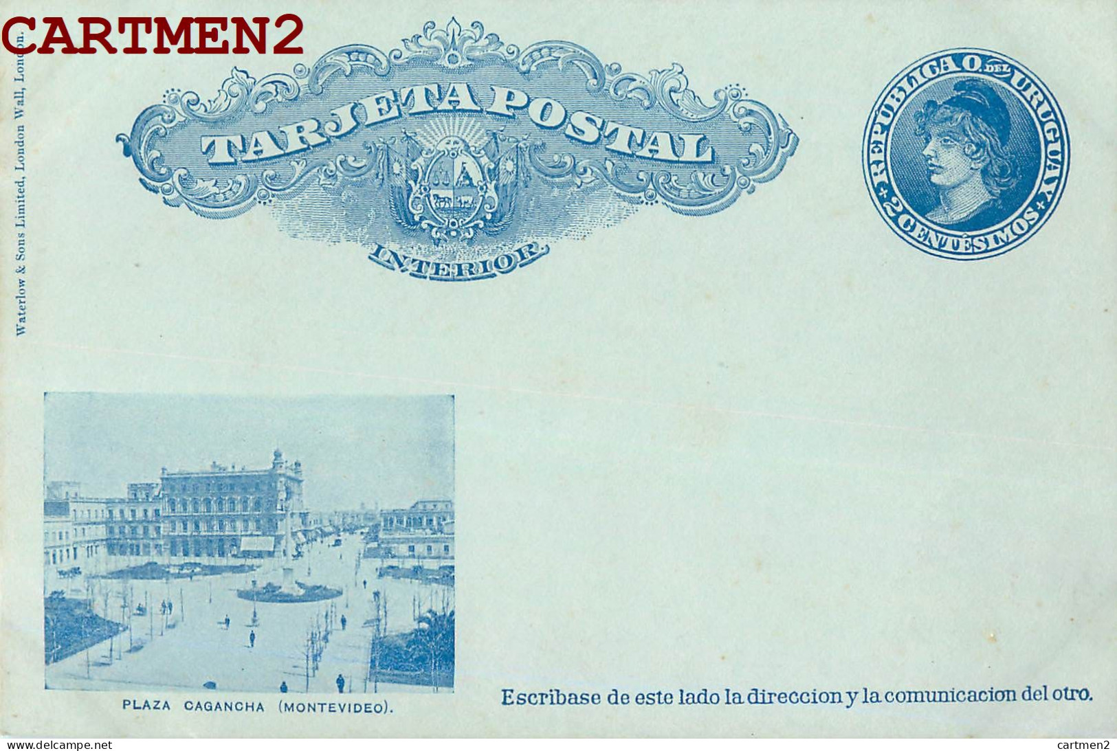 MONTEVIDEO REPUBLICA URUGUAY 2 CENTIMOS TARJETA POSTAL INTERIOR 1900 PLAZA CAGANCHA ENTIER POSTAL STAMP TIMBRE CORREOS - Uruguay