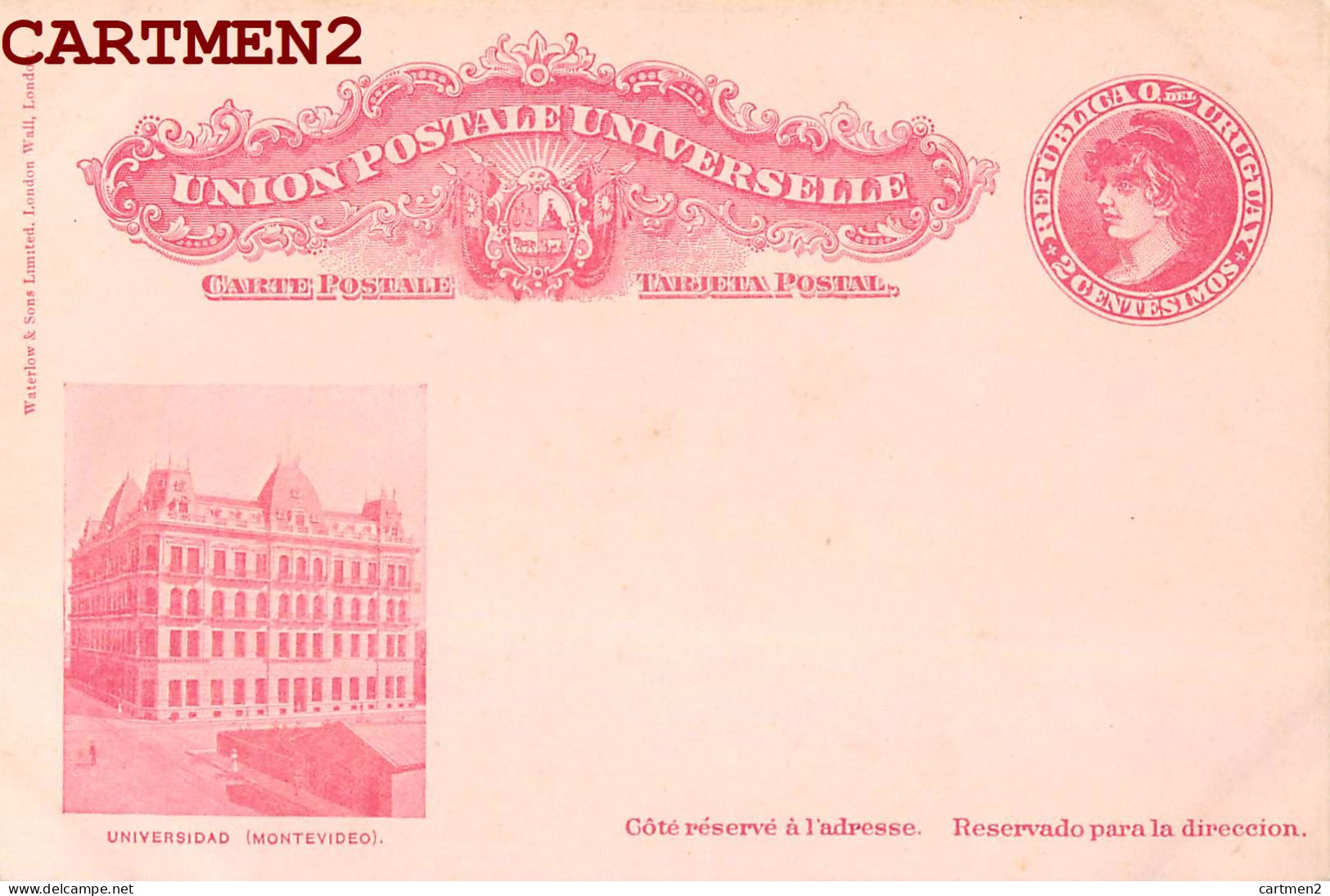 MONTEVIDEO REPUBLICA URUGUAY 2 CENTIMOS TARJETA POSTAL INTERIOR 1900 UNIVERSIDAD ENTIER POSTAL STAMP TIMBRE CORREOS - Uruguay
