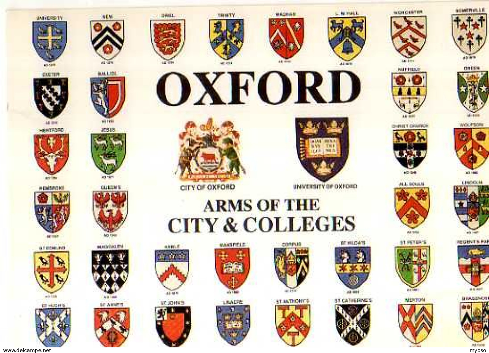 OXFORD Arms Of The City And Colleges, Blasons - Oxford