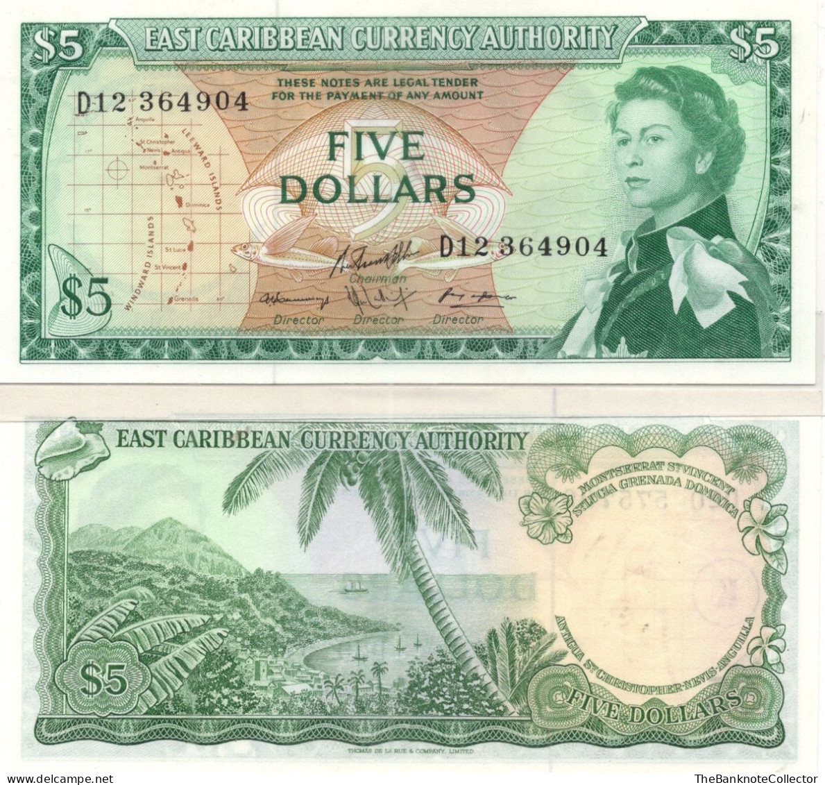 Eastern Caribbean 5 Dollars ND 1965 QEII  P-14 UNC - Ostkaribik