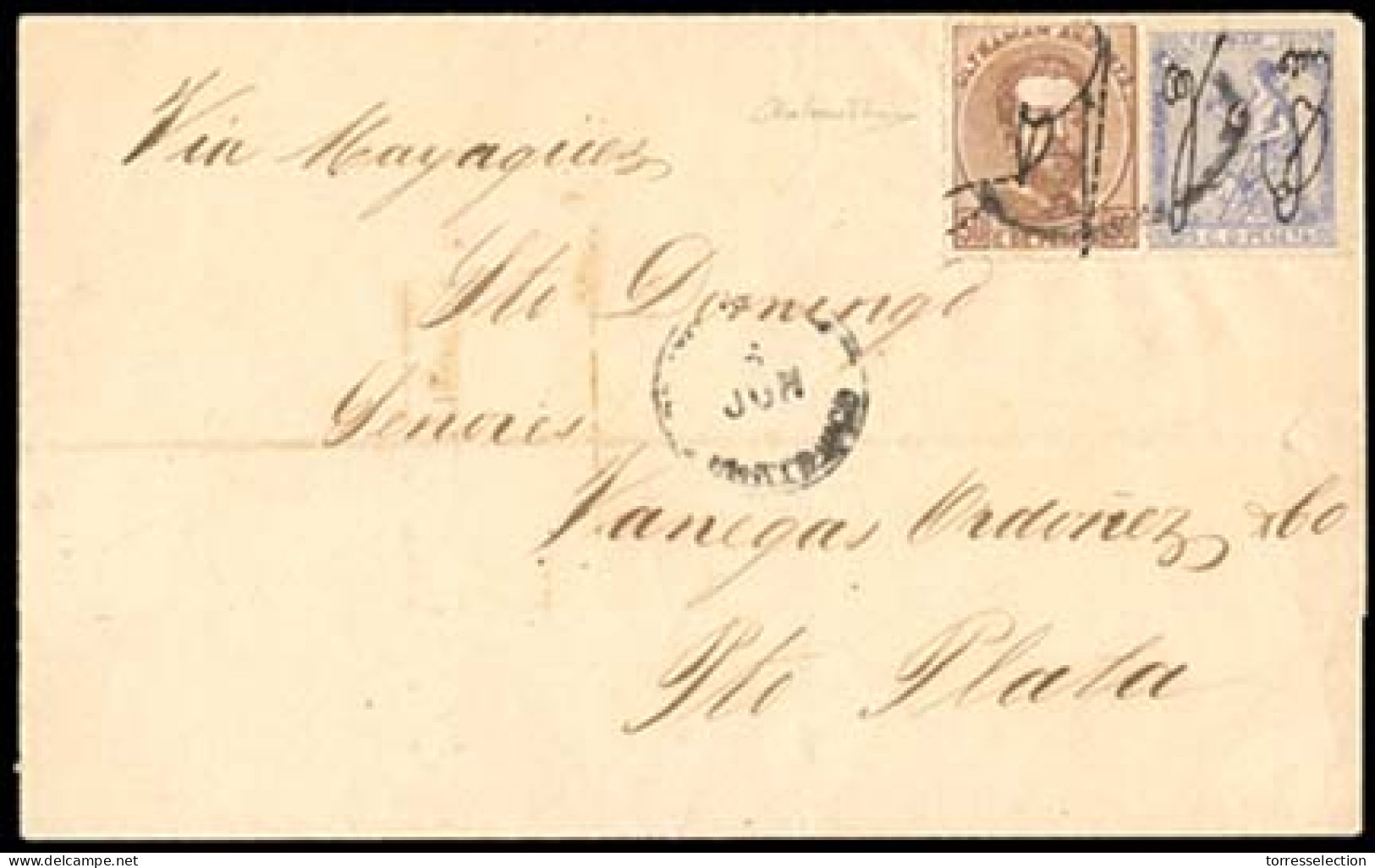 PUERTO RICO. 1875 (16 June). PUERTO RICO - DOMINICAN REPUBLIC. Ed. 2º, 4º. Ponce A Puerto Plata / Santo Domingo / Republ - Puerto Rico