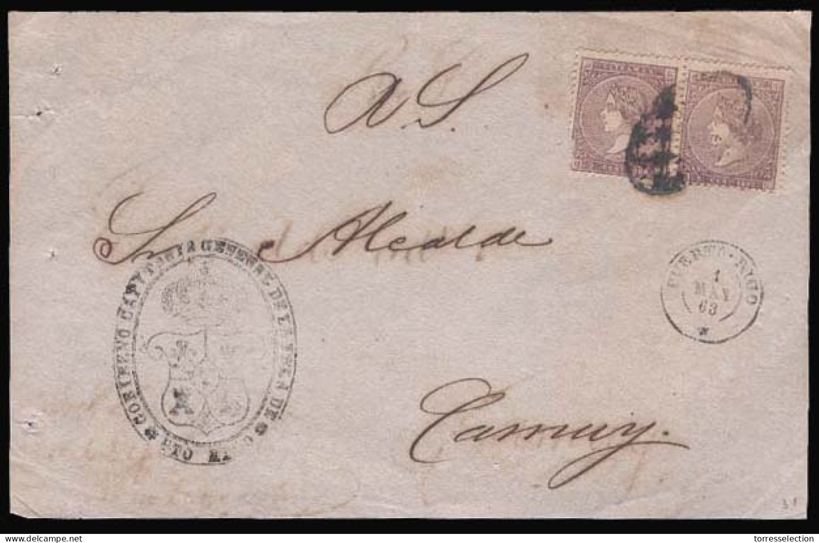 PUERTO RICO. 1868. Pto. Rico / Camuy. R. Servicio. Franqueada Con 5cts Violet 1868. Gran Rareza. - Porto Rico