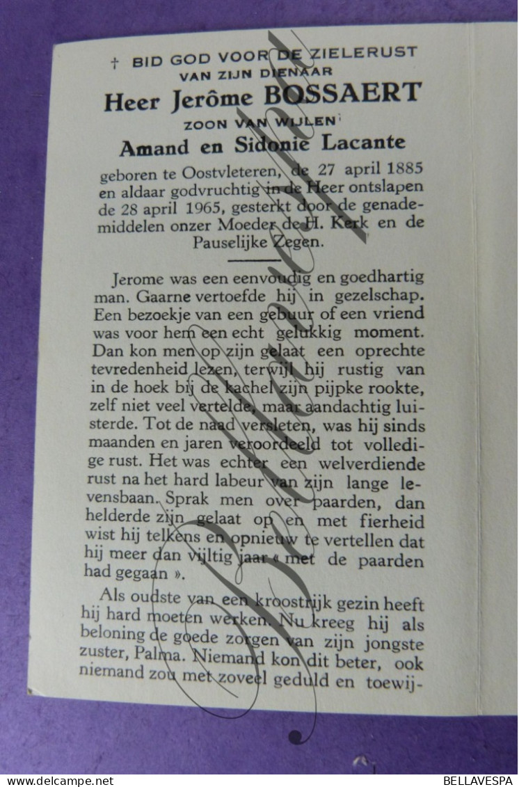 Jerôme BOSSAERT Zoon Amand & Sidonia LACANTE Oostvleteren 1885- 1965 - Décès