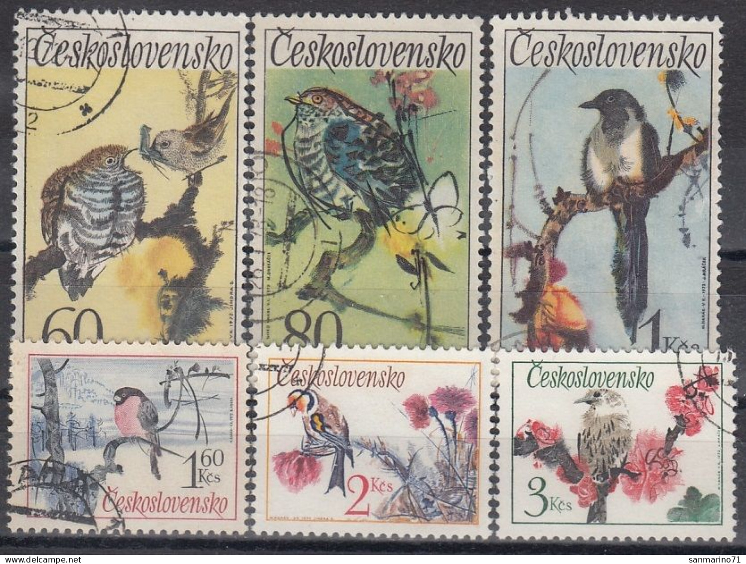 CZECHOSLOVAKIA 2110-2115,used,falc Hinged,birds - Used Stamps