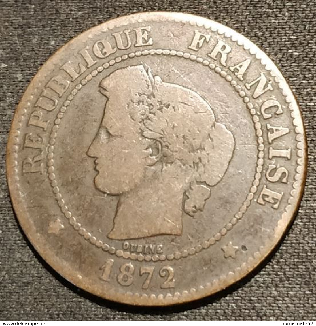 FRANCE - 5 CENTIMES 1872 K - Cérès - Gad 157 - KM 821.2 - 5 Centimes